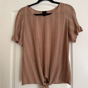 W5 Brown Tie Front Blouse